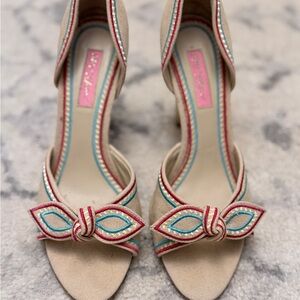 Vintage Betsey Johnson Canvas Heels with Bow Accent